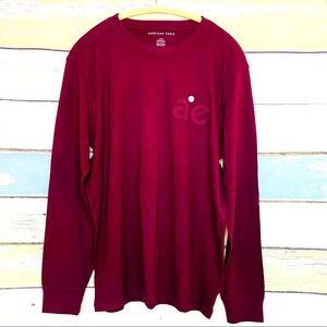 NWOT AE Men’s Long Sleeve Maroon Logo Tee Large